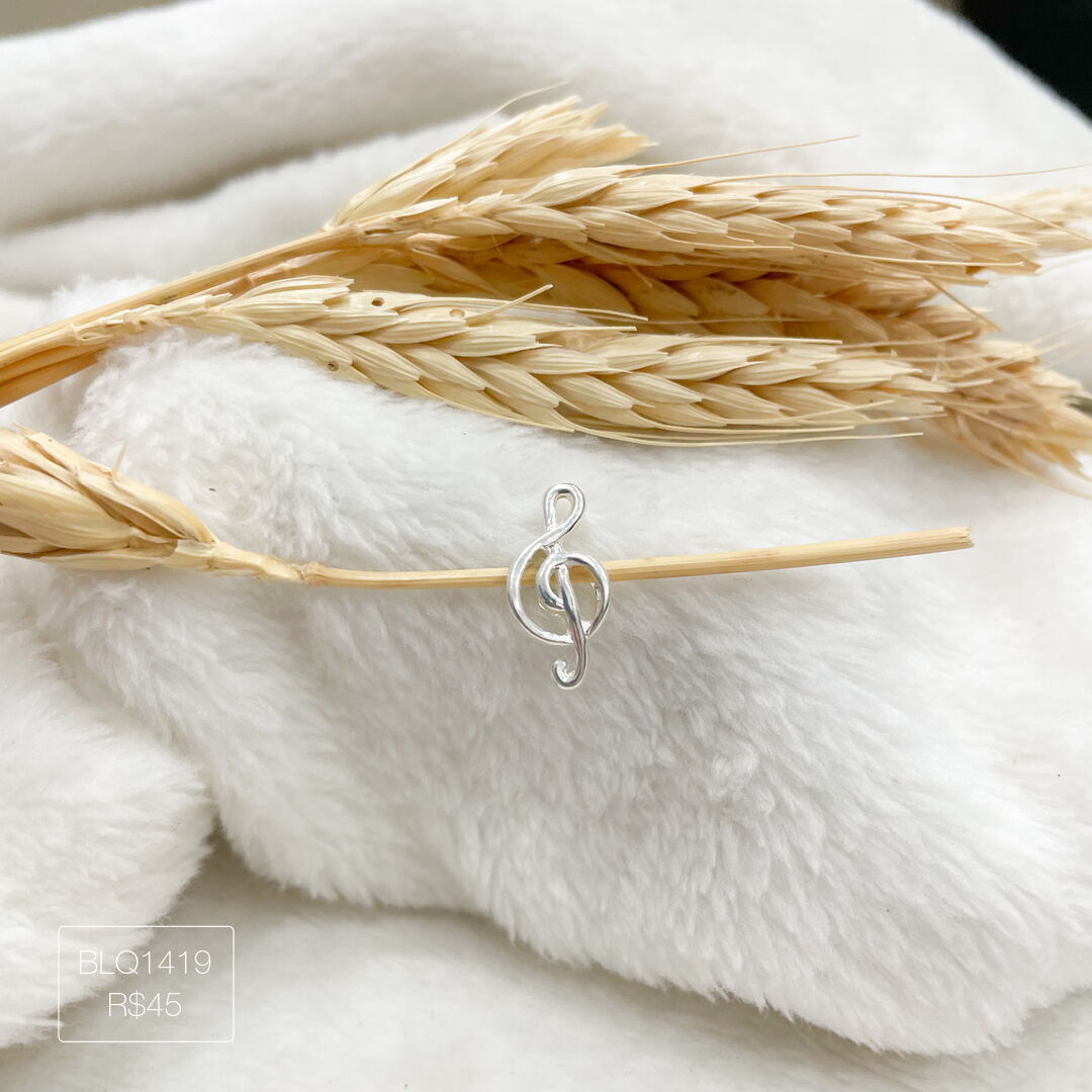 Berloque Clave de Sol Passador Liso Prateado